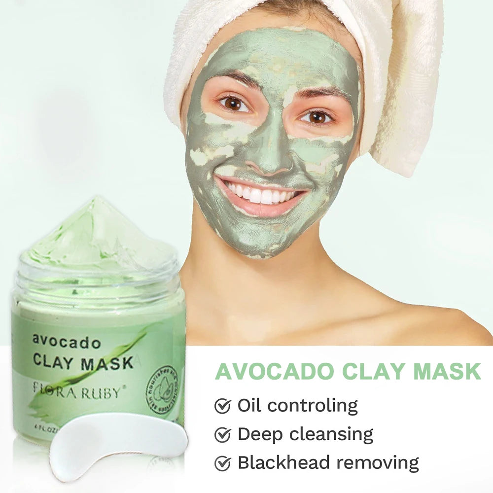 Face Masks Skincare-Avocado Clay Mask Moisturizing Mud Film Deep Pore
