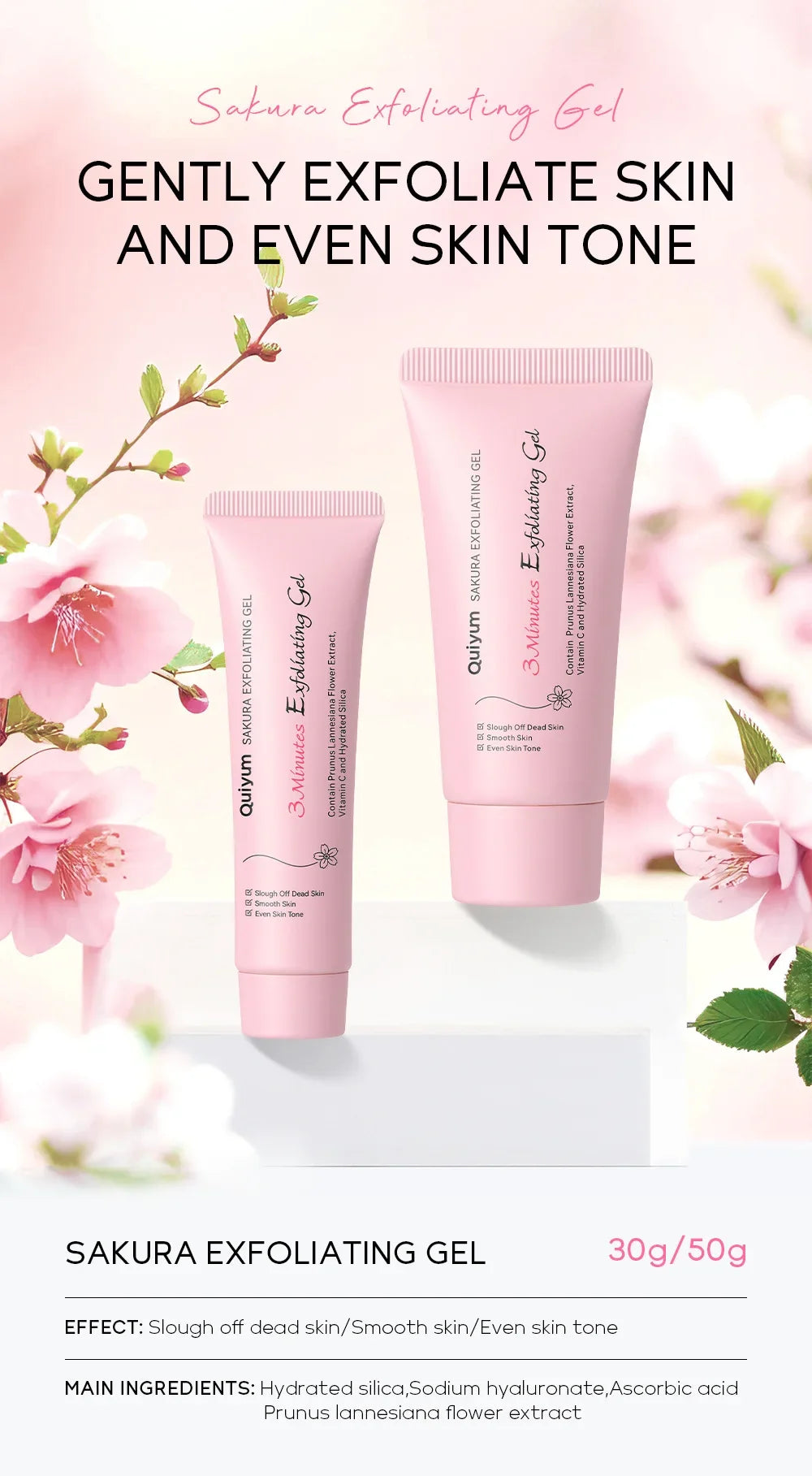 Sakura Exfoliating Peeling Gel Facial Scrub Moisturizing  Nourishing