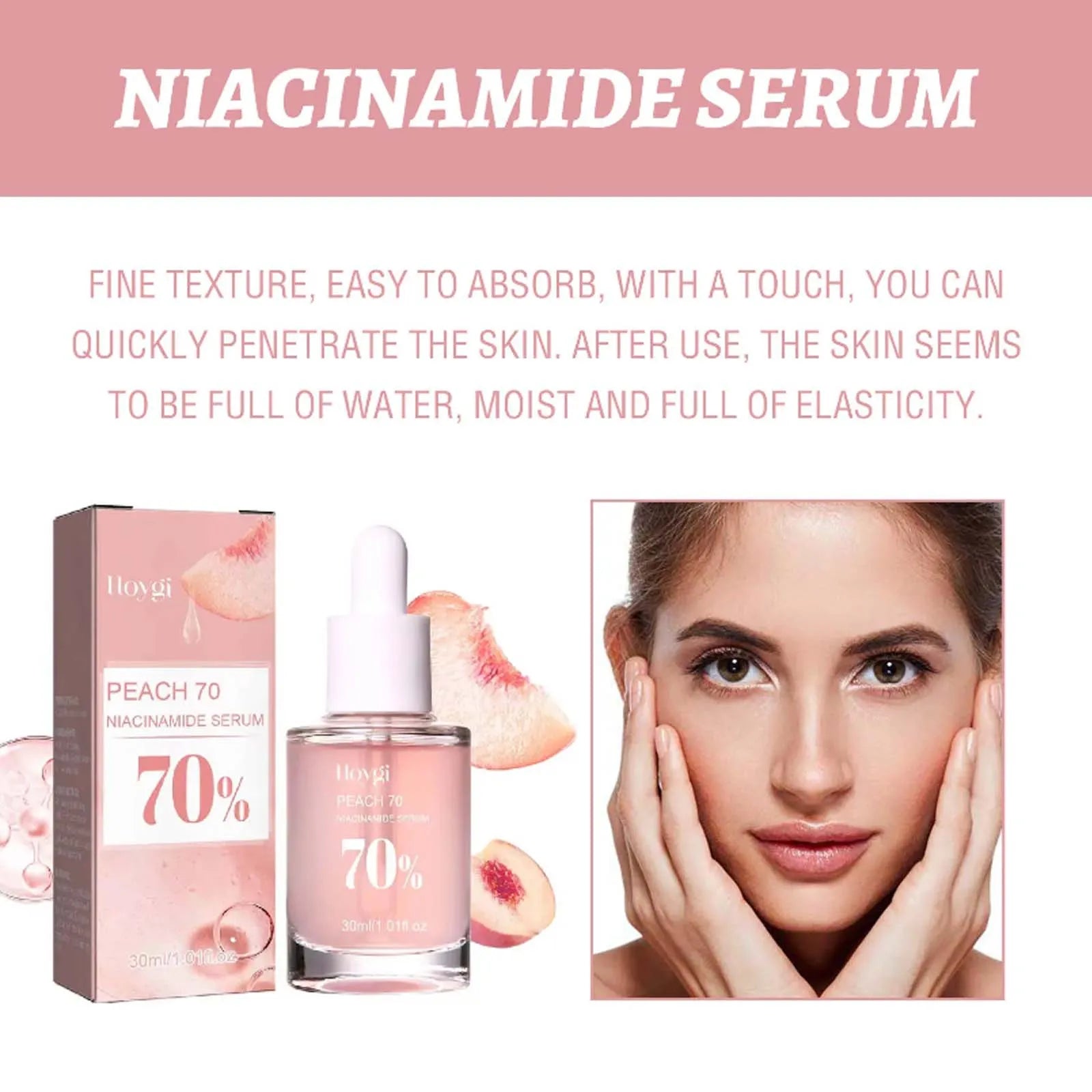Peach 70% Niacinamide Facial Serum Fade Melanin Moisturzing Shrink
