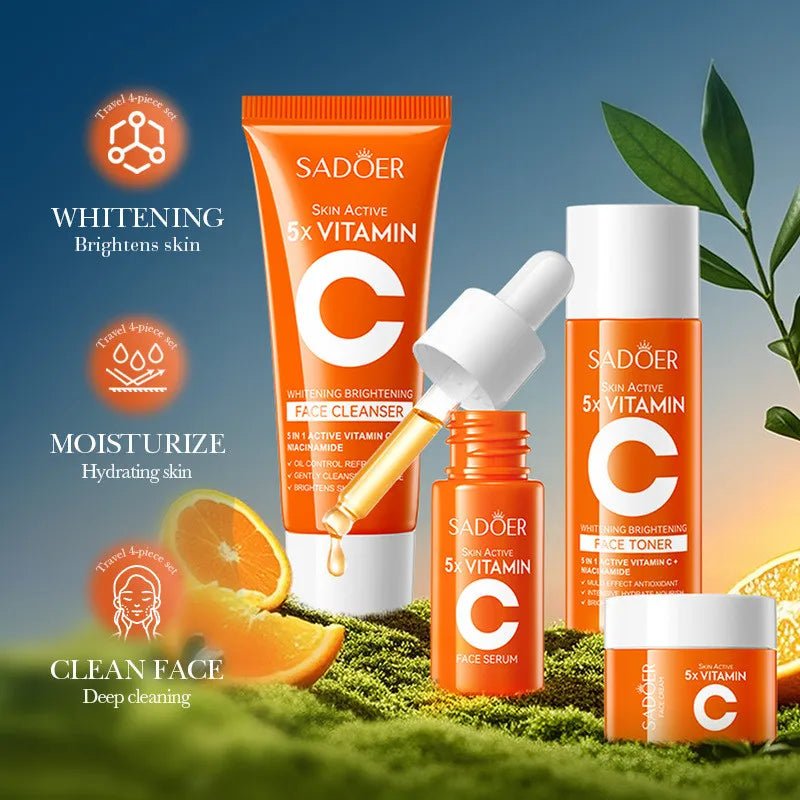 4pcs/box SADOER 5x Vitamin C Kit Whitening Moisturizing Travel