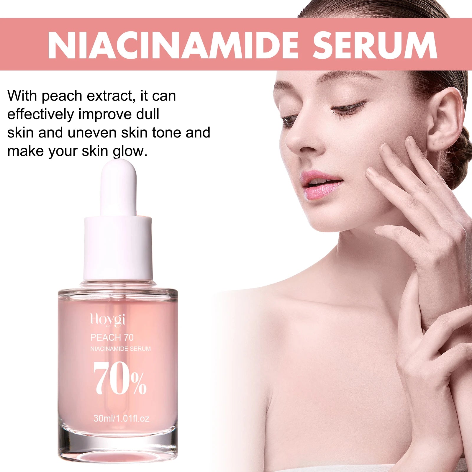 Peach 70% Niacinamide Facial Serum Fade Melanin Moisturzing Shrink