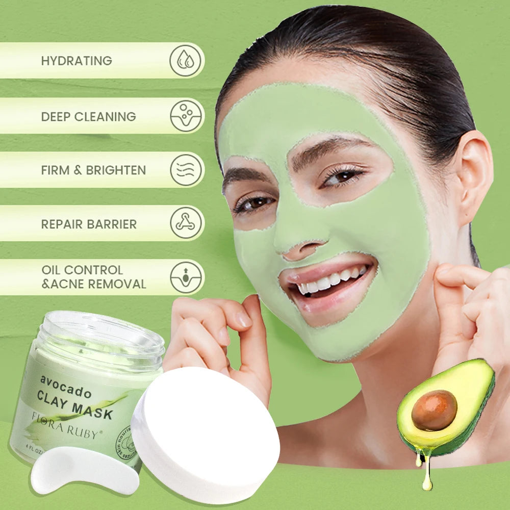 Face Masks Skincare-Avocado Clay Mask Moisturizing Mud Film Deep Pore