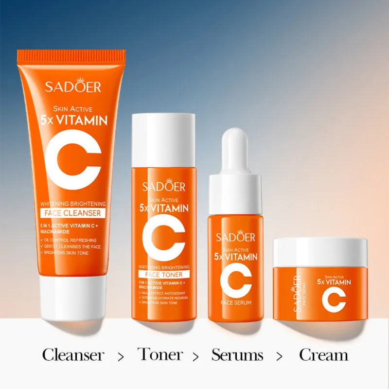 4pcs/box SADOER 5x Vitamin C Kit Whitening Moisturizing Travel