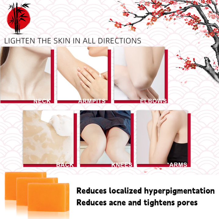 65g × 3 Bars Kojic Acid Soap Dark Spot Reduce Soap Bars with Vitamin C
