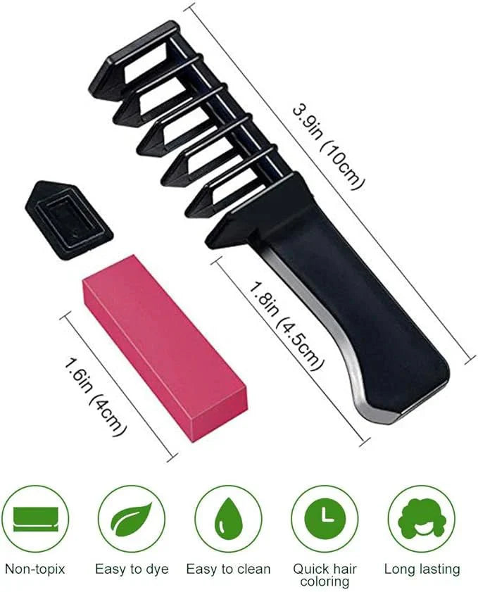 Hair Chalk UAE | مشط صبغة شعر مؤقتة 6 ألوان قابلة للغسيل - Elysse beauty